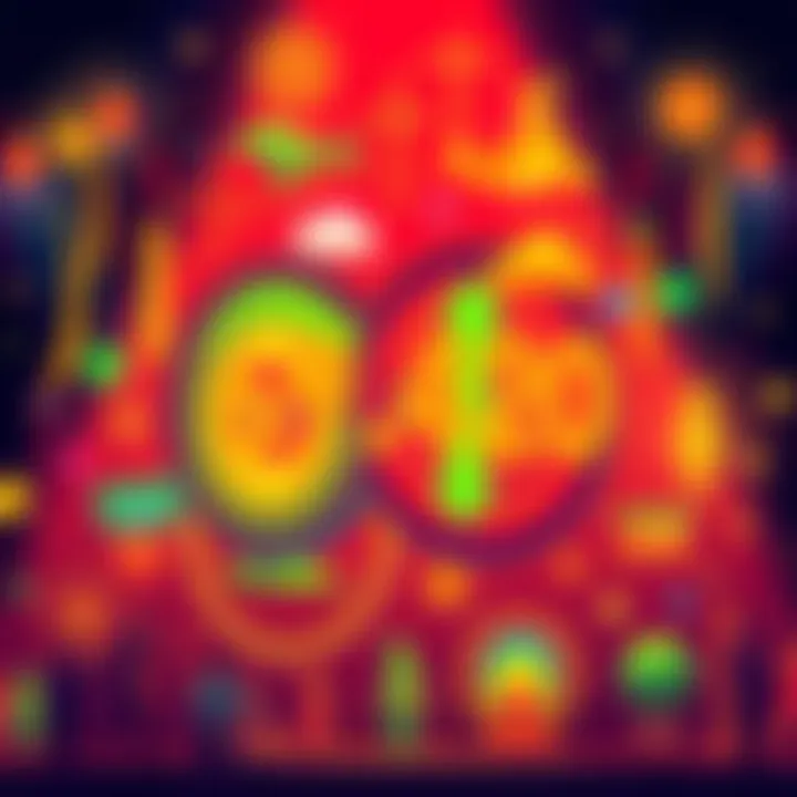 A colorful display featuring the number 69.420 surrounded by symbols of culture and community