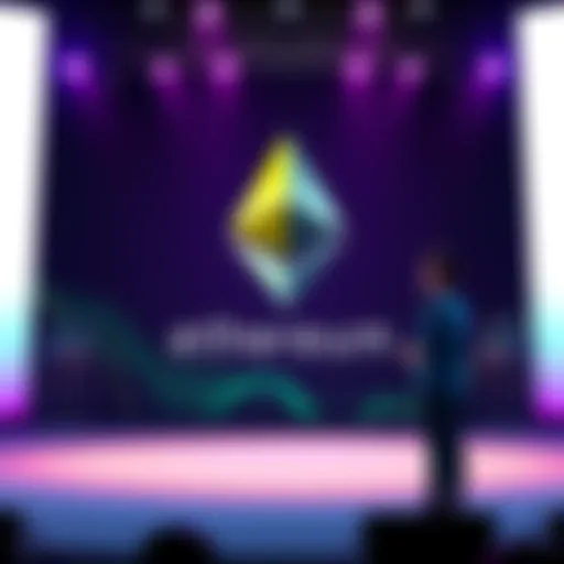 Vitalik Buterin stands on stage presenting Ethereum's L1 scaling roadmap, highlighting new features for improved network performance and efficiency.