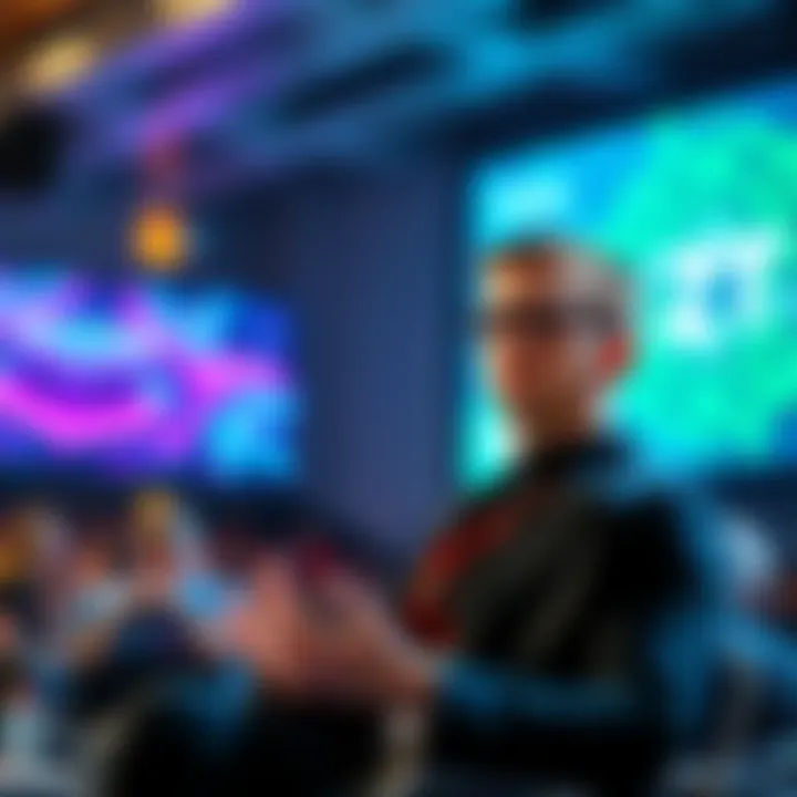 Vitalik Buterin speaking at a conference about ZK-SNARKs and blockchain technology