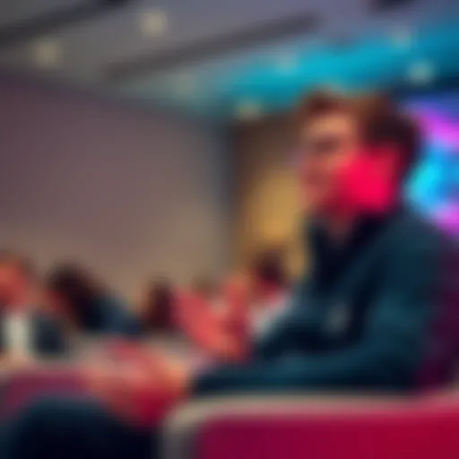 Vitalik Buterin presenting his proposal for faster Ethereum transactions in a conference setting