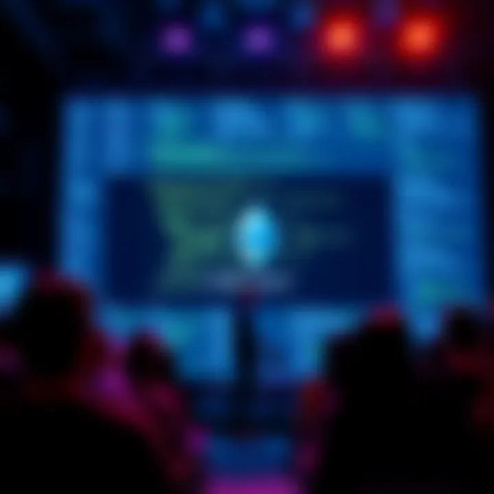 Vitalik Buterin stands in front of a digital screen illustrating Ethereum's new code structure proposal, engaging with an audience.