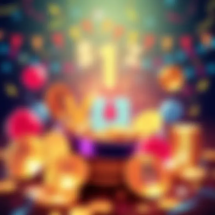 A vibrant graphic celebrating $VOOZ's six months on Solana, featuring coins, charts, and festive elements.