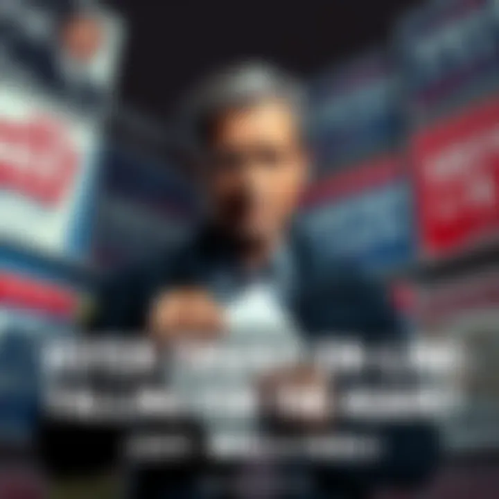 A concerned voter holding a ballot amidst political campaign posters