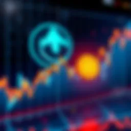 A graph showing a sharp decline in cryptocurrency values with the Voyager logo in the background, symbolizing financial loss for investors.