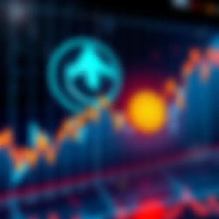 A graph showing a sharp decline in cryptocurrency values with the Voyager logo in the background, symbolizing financial loss for investors.