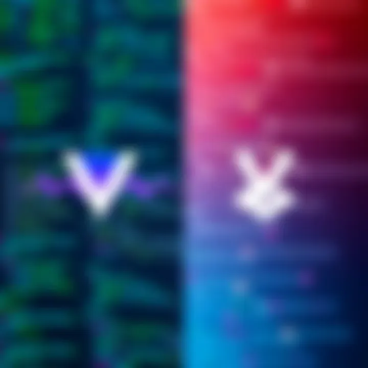 A split image showing the logos of Vyper and Solidity with a background of code snippets, representing smart contract development.