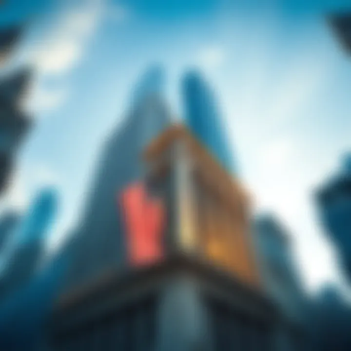 Wall Street Building A tall Wall Street building with the American flag, symbolizing regulation in finance and cryptocurrency.