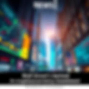 A stock market scene with a focus on cryptocurrency symbols and Wall Street imagery.