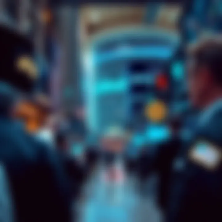 A busy Wall Street scene with traders looking at digital finance charts on screens, symbolizing the shift to decentralized finance.