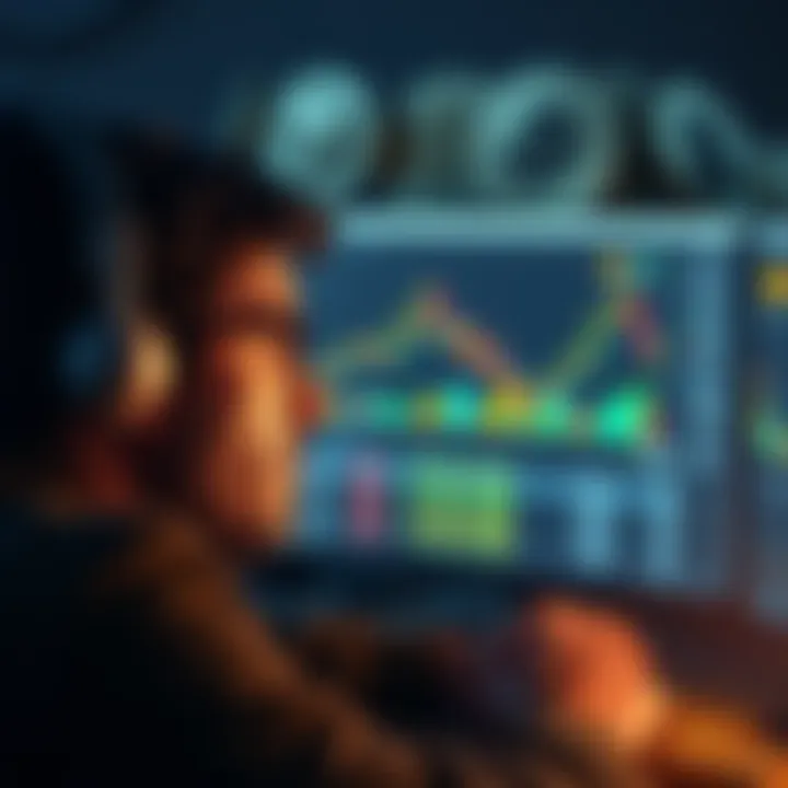 A person looking frustrated at a computer screen displaying wallet and staking issues, with graphs and digital coins around them.