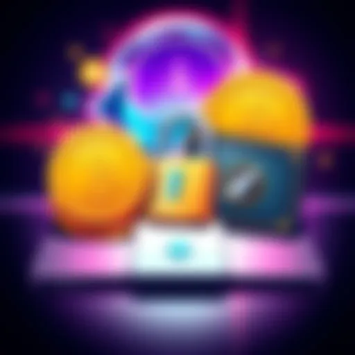 An illustration showing Electrum and Sparrow cold wallets with Bitcoin symbols and a secure lock, representing safe long-term storage strategies for Bitcoin.