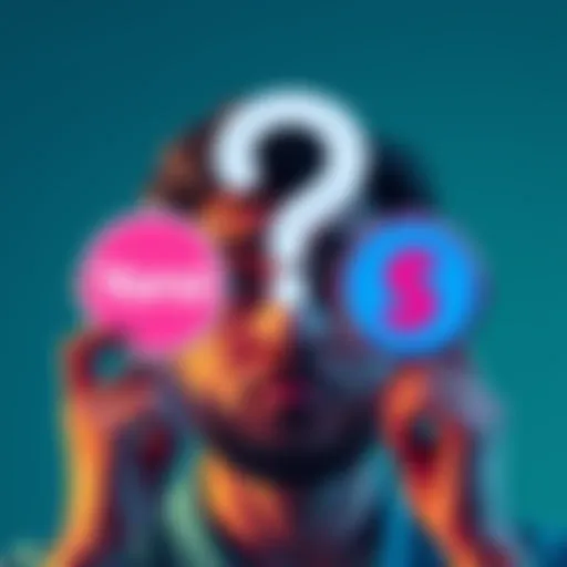 A person looking puzzled at two wallet icons representing Yoroi and SecondFi, with a question mark above their head.