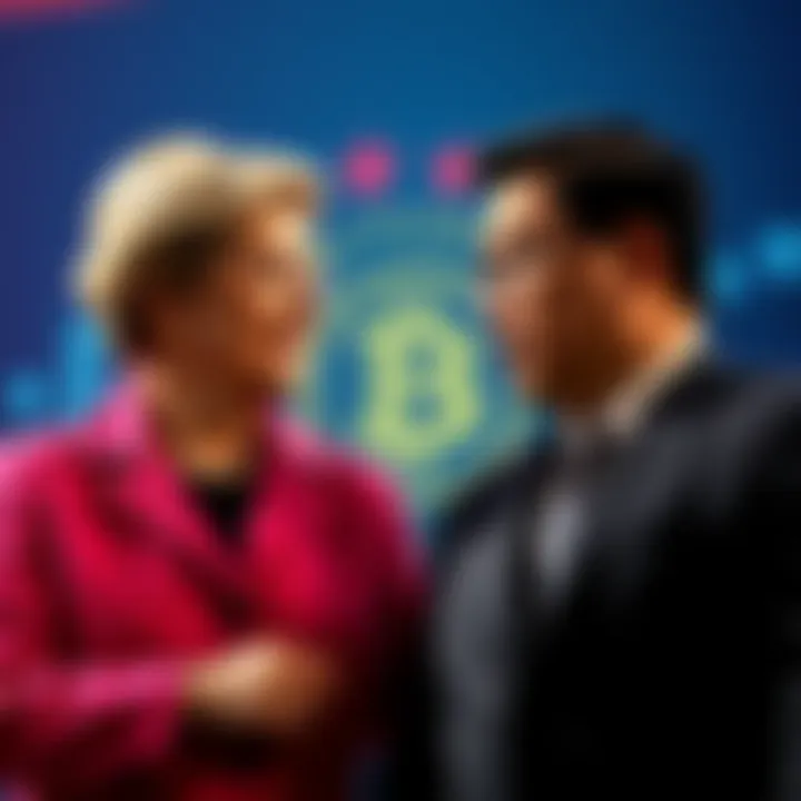 Elizabeth Warren and Changpeng Zhao engaged in a debate about Bitcoin's price stability, with Warren opposing government intervention and Zhao defending crypto's independence.