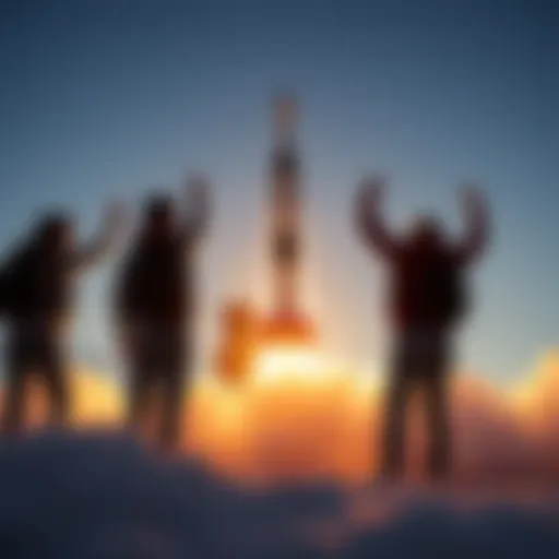 Students from the University of Waterloo celebrate as they launch a record-breaking rocket into the sky.