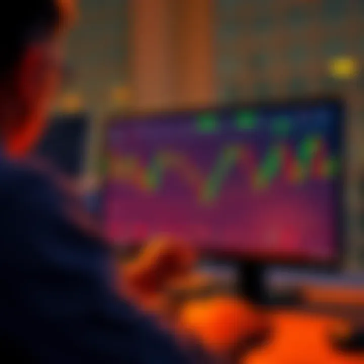 A person analyzing cryptocurrency pairs on a computer screen while considering staking WBTC for investment.