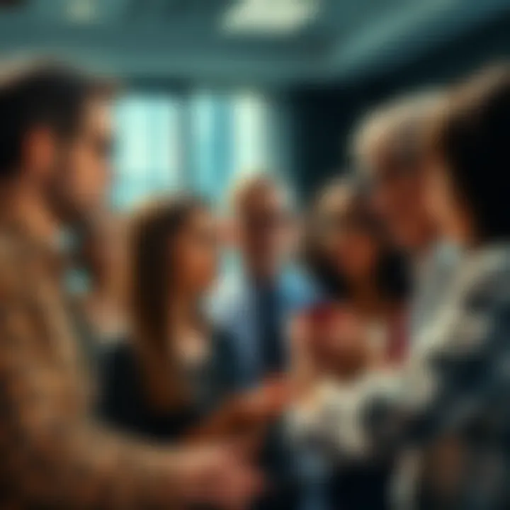 A diverse group of people discussing financial strategies, showcasing different wealth levels and opinions, emphasizing the importance of personalized financial advice.