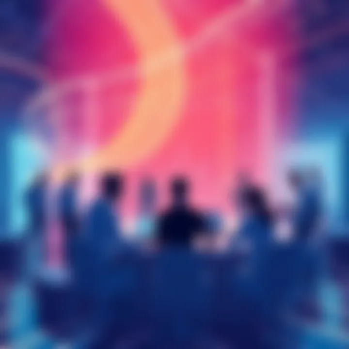 Illustration of people collaborating on Web3 technology with Hedera's services, showcasing a modern digital infrastructure.