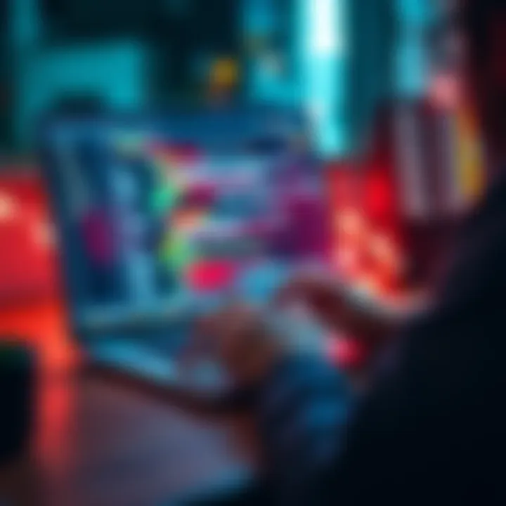 Web Development Tools A person working on a laptop with coding and SEO tools on the screen, representing CMS and content management for SEO