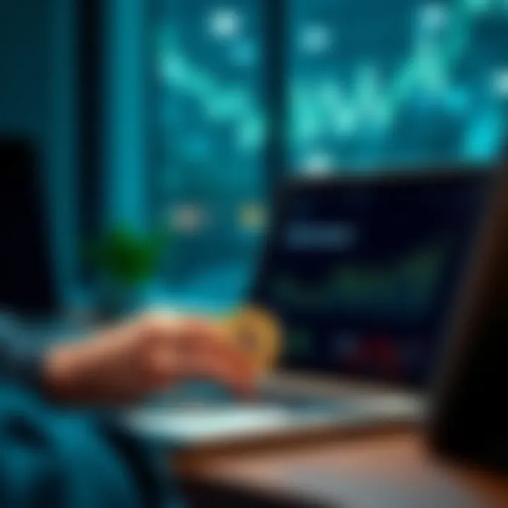 Weekly Bitcoin Investment A person setting up an automatic deposit for Bitcoin on a laptop, showing a commitment to invest weekly.