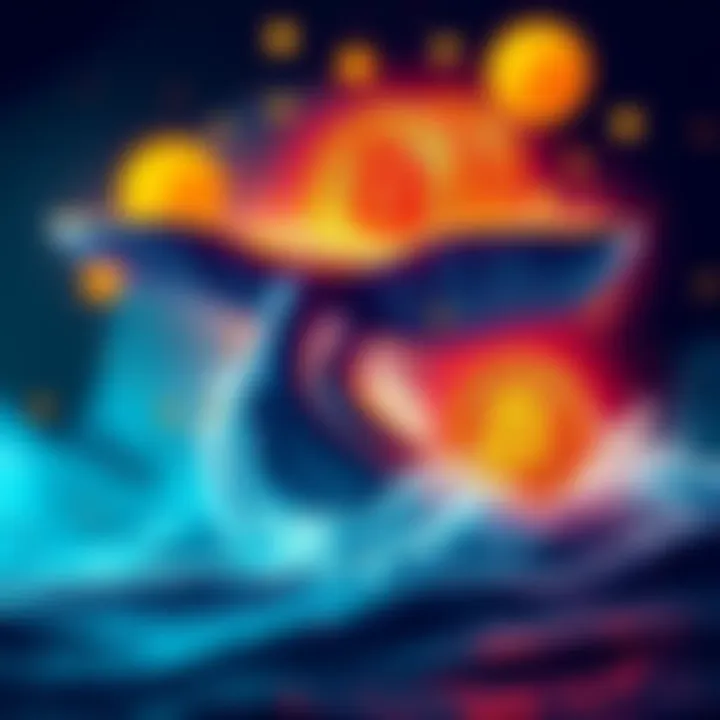 A striking visual of a whale alongside Bitcoin symbols, representing the connection between large investors and cryptocurrency market dynamics.