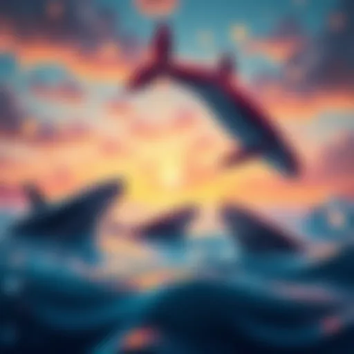 Players in the Atlas game expressing gratitude towards whales who contribute to the game's growth, with a vibrant ocean background.