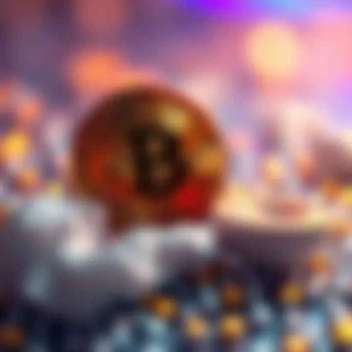 A playful artistic representation of Bitcoin with scent elements like metallic tones and fresh ocean breeze