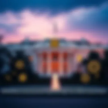 White House Bitcoin Reserve Announcement A graphic of the White House with Bitcoin symbols, highlighting the upcoming Bitcoin reserve announcement.