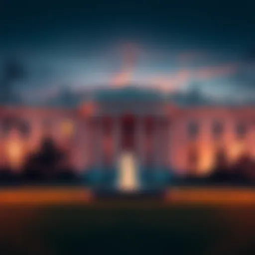 The White House building with a focus on a news announcement about investigating crypto debanking practices