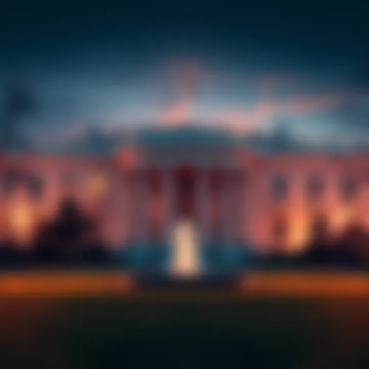 The White House building with a focus on a news announcement about investigating crypto debanking practices