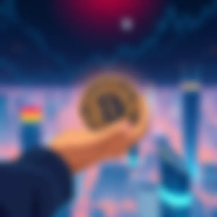 Illustration of a person holding a digital coin symbolizing Wholecoiners, with a futuristic city in the background representing the crypto market in 2026.