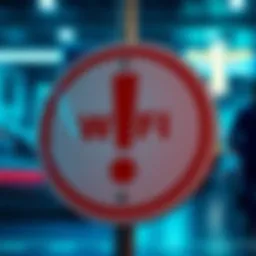 A warning sign with a red exclamation mark highlighting the WLFI scam issue involving locked tokens