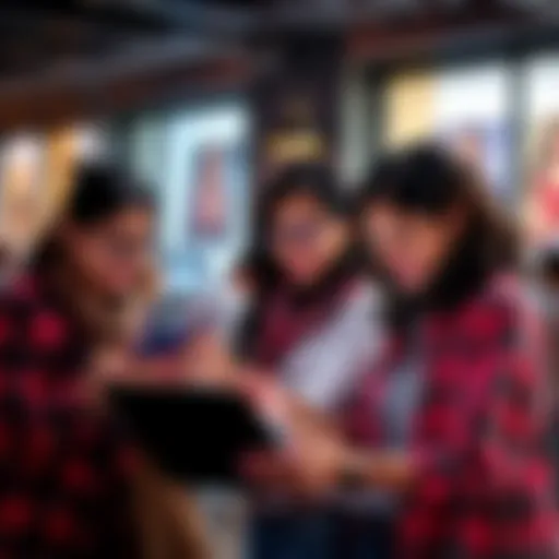 A diverse group of women collaborating over technology and digital devices, celebrating their achievements in Web3.