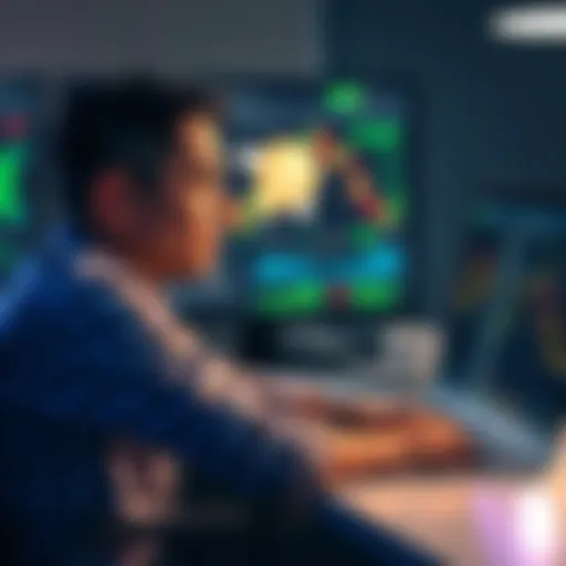 Person looking worried about crypto losses A person sits at a desk, looking worried as they review cryptocurrency charts and market data on their laptop. They appear distressed about recent financial losses, reflecting on their situation.