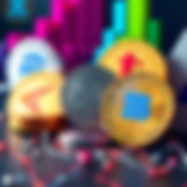 Several XRP coins placed next to logos of different banks, symbolizing partnerships and investment potential.