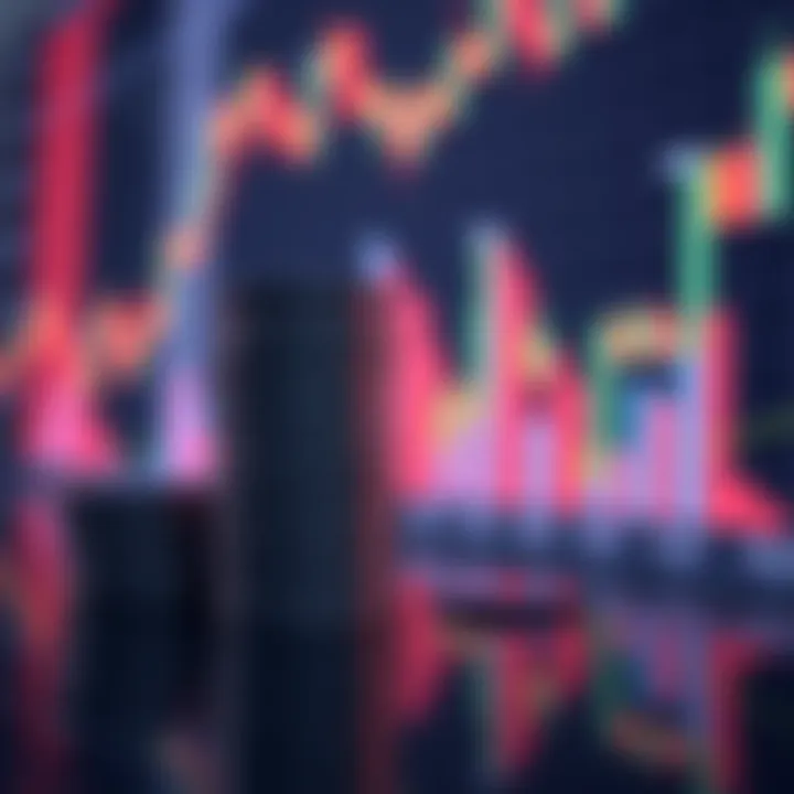XRP cryptocurrency stack A stack of XRP coins next to a digital chart showing market trends