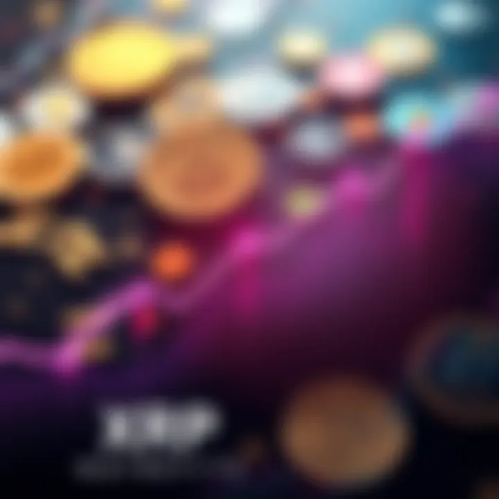 A visual representation of XRP's potential growth in 2025, featuring graphs showing price increases and a background of other popular altcoins.