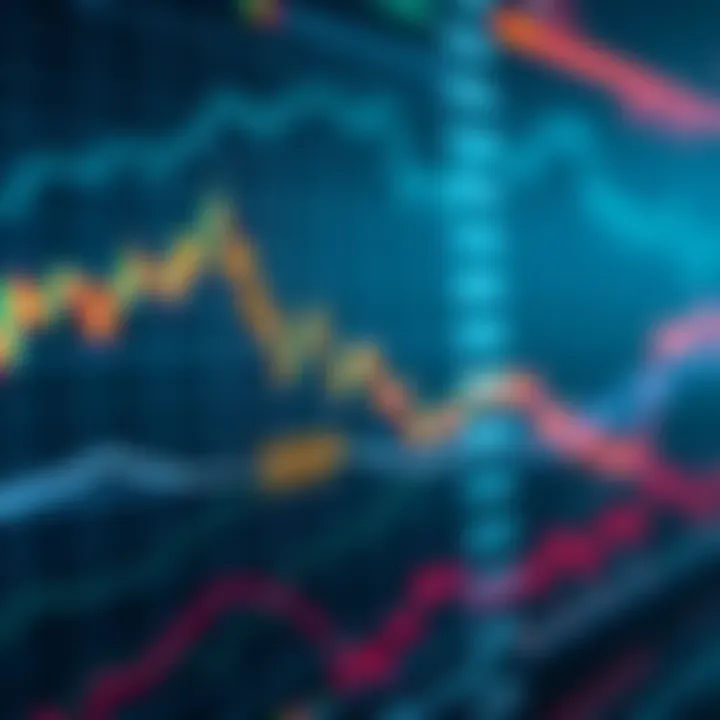 Graph showing XRP price drop with financial news background