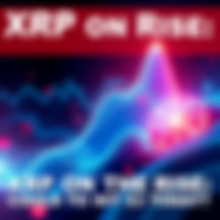 A vibrant digital representation of XRP currency surging towards a target mark, symbolizing potential price growth and market excitement