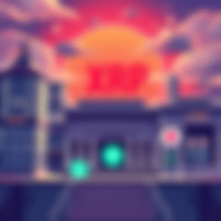 Illustration of Japanese banks adopting XRP for payment systems, featuring bank buildings and digital currency symbols.