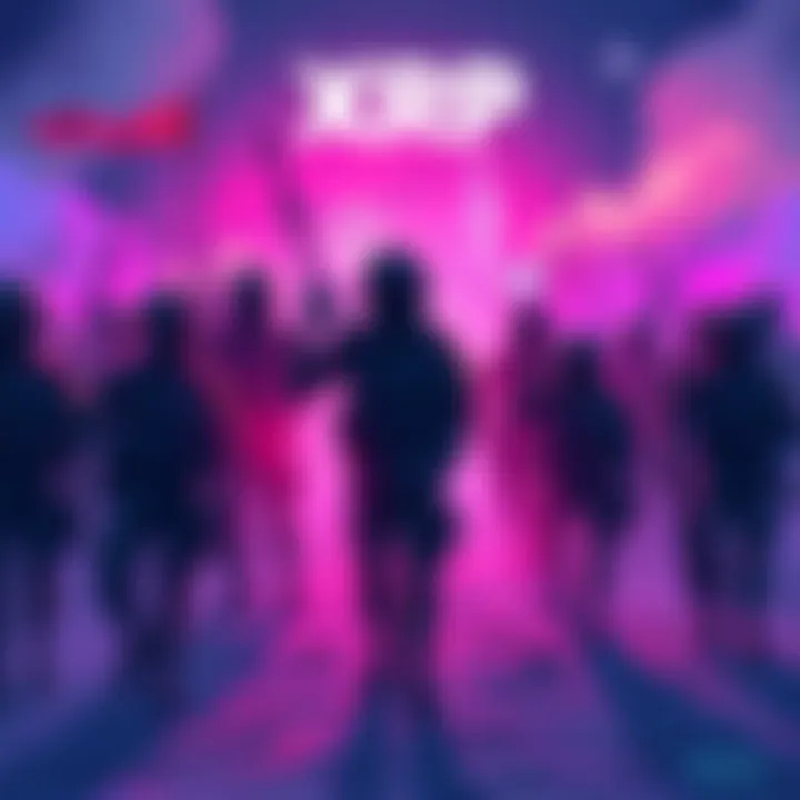 A vibrant digital illustration symbolizing the united strength of the XRP community as they navigate the cryptocurrency landscape of 2025.