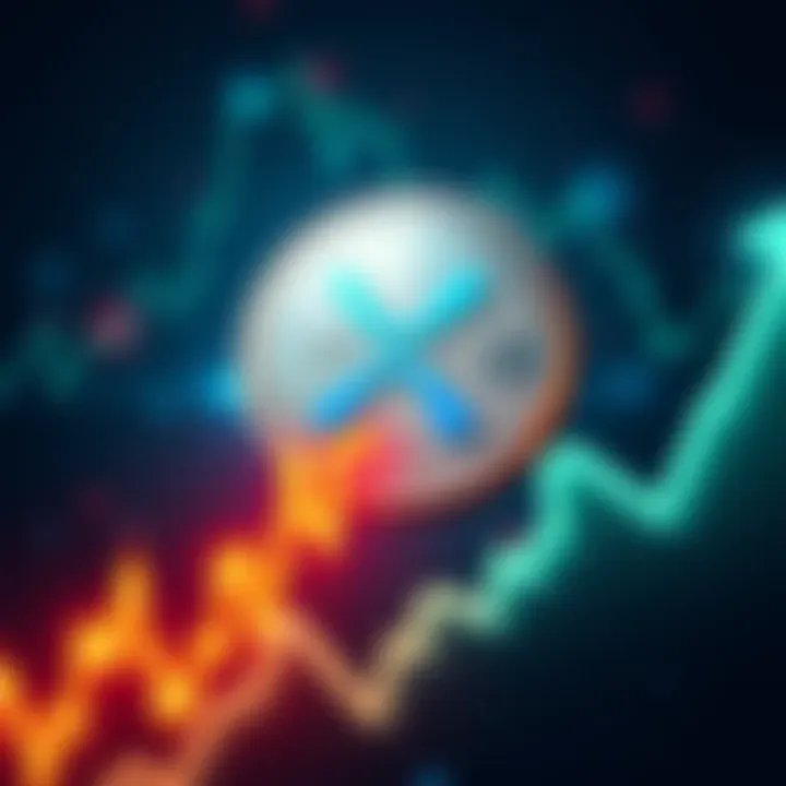 A digital XRP coin with a graph showing a rising trend, symbolizing potential price increases and market excitement.