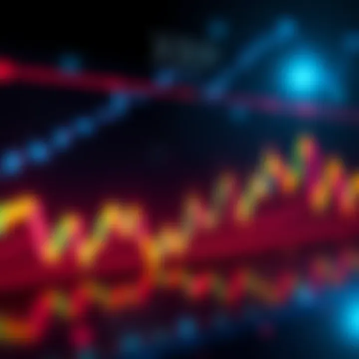 XRP and HBAR Cryptocurrency Graph A graph showing the price movements of XRP and HBAR, with upward and downward trends highlighted, symbolizing market speculation.