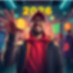 An XRP influencer promoting merchandise sales and profits for the year 2026, with a background of cryptocurrency graphics and community engagement.