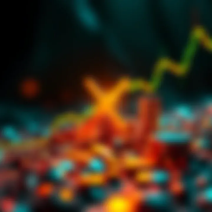 Visual representation of cryptocurrency growth with XRP logo prominently displayed