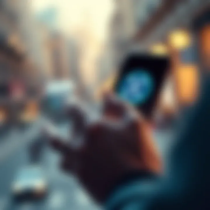 A person holding a smartphone with a digital XRP logo on the screen, symbolizing careful investment and patience in cryptocurrency.