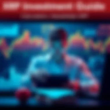 XRP Investment Guide A person calculating investment amounts for XRP to achieve millionaire status by 2030, surrounded by graphs and financial charts.