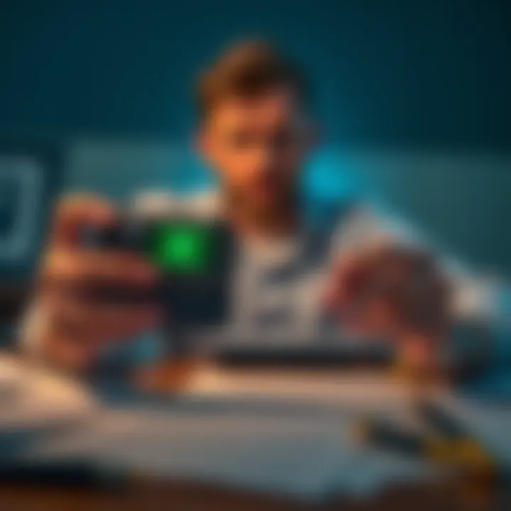 XRP Assets and Legal Issues A person looking worried while holding a digital wallet showing an XRP logo, with legal documents scattered on a table.