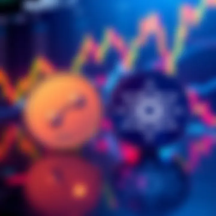 A graphic representation of XRP and Solana logos against a backdrop of fluctuating cryptocurrency charts, symbolizing investment potential for 2026.