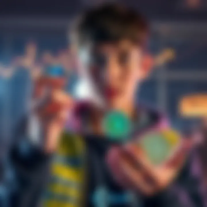 A young person holding coins symbolizing cryptocurrency, with a curious expression, inviting others to share their investment experiences.