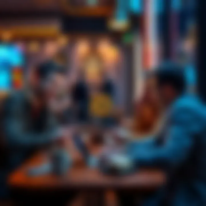 Young people engaging with Bitcoin A group of young men discussing Bitcoin and cryptocurrency at a cafΓ©, with laptops and smartphones in view, representing the rise of Bitcoin in 2026.
